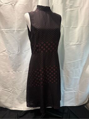 Who What Wear Black Midi Dress with Burgundy Dot Print
